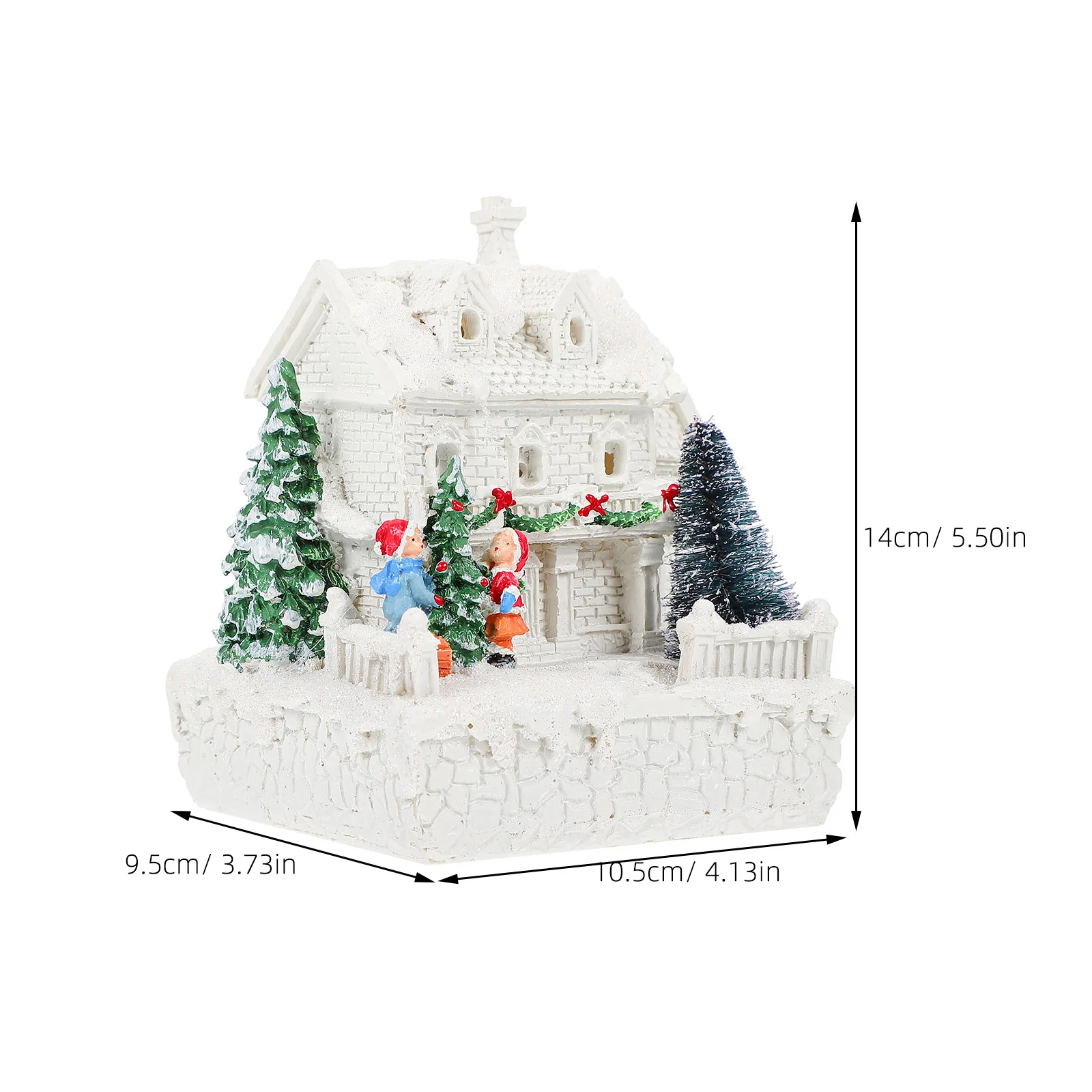 

1pc Glowing Mini House Resin Landscape Xmas Ornament Festive Desktop Decor Xmas Desktop Ornament Home Office Supply