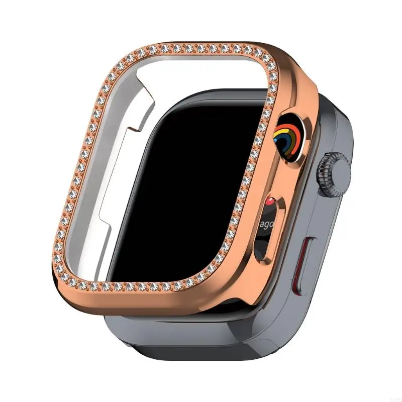  Fashionable Protective Shell For Dedicated Smartwatch Hollowed Single Line Rhinestoned Accent Anti Scratches