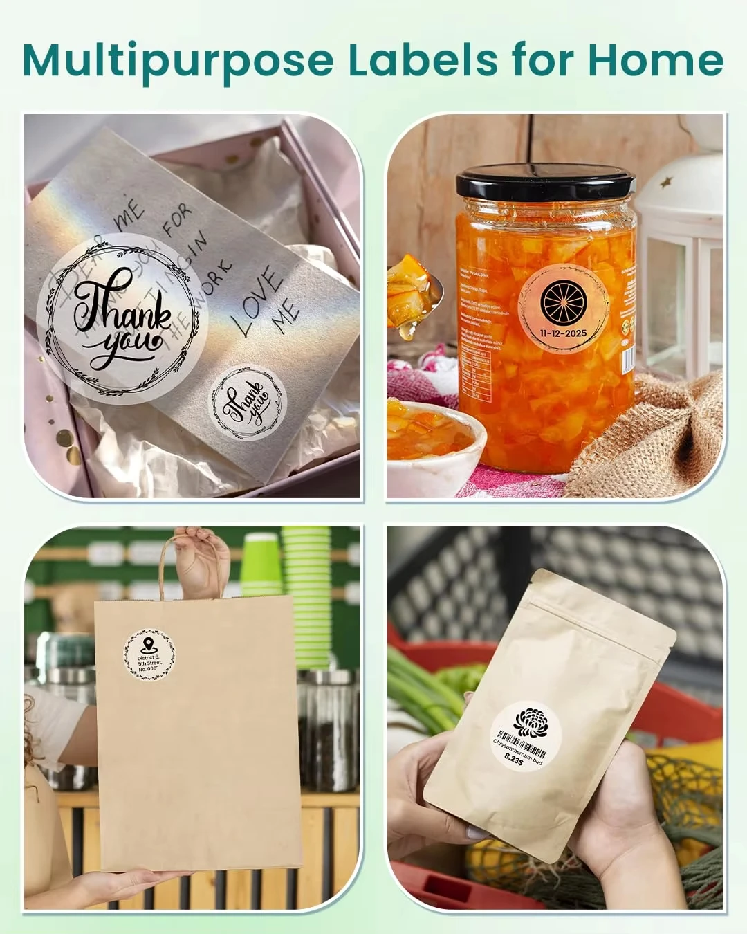 Transparent & Colored Clear Labels - Waterproof Adhesive Stickers for Shipping, Retail, Medical/Office Use, Thermal Paper