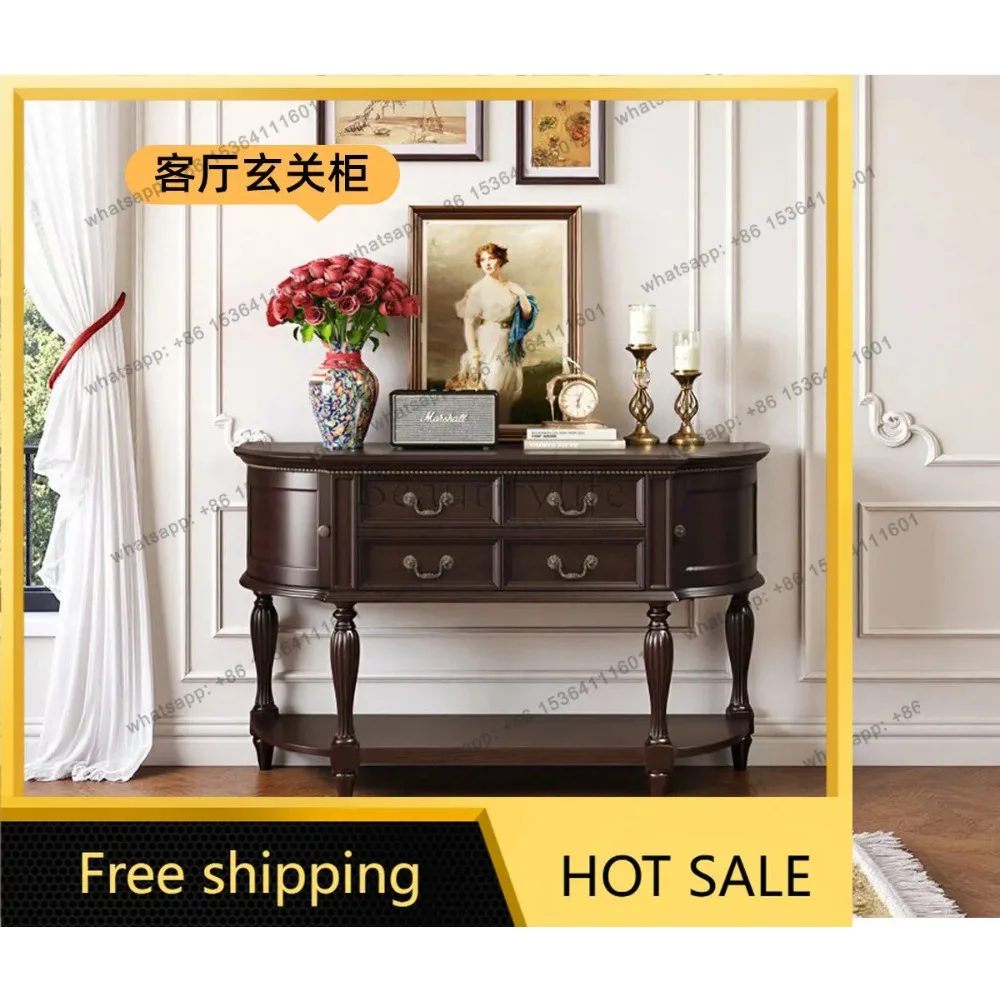 FG American solid wood entrance table against the wall side table French retro style storage entrance table