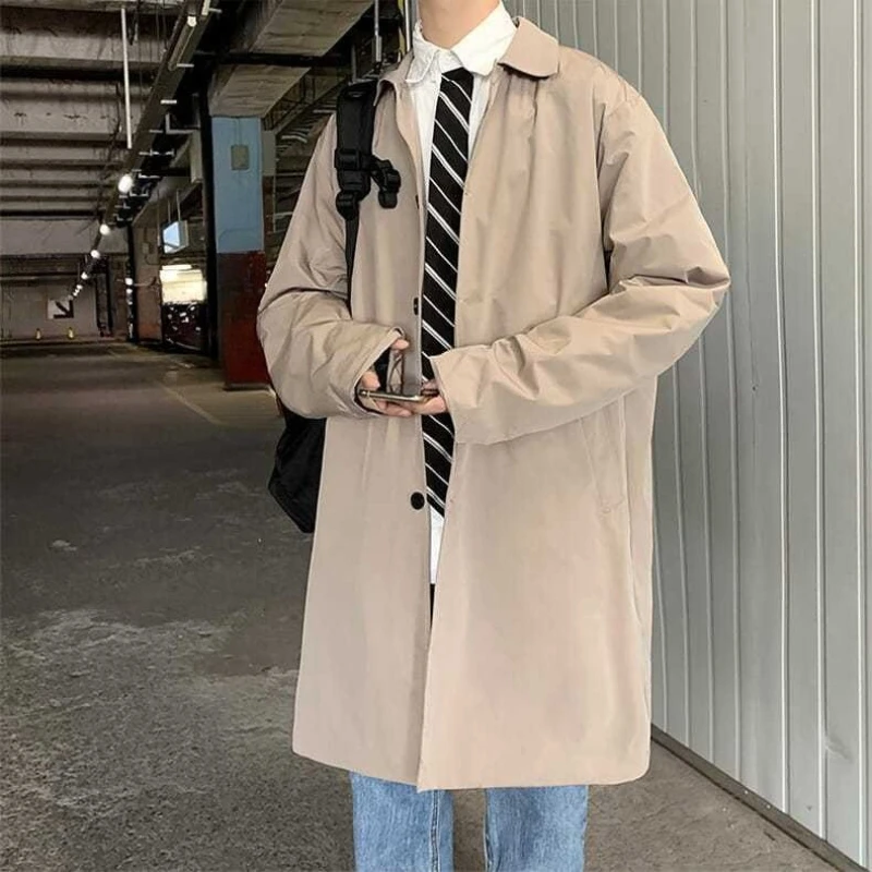 

Новое поступление 2024, мужская свободная ветровка средней длины цвета хаки, классический британский стиль, весна-осень, универсальная верхняя одежда, модная стильная