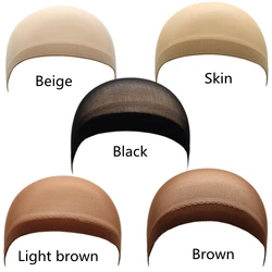 2 sztuki / worek Top Stocking Wig Cap Hair Net For Weave Hair Wig Nets Black Brown Stretch Mesh Wig Cap For Making Wigs