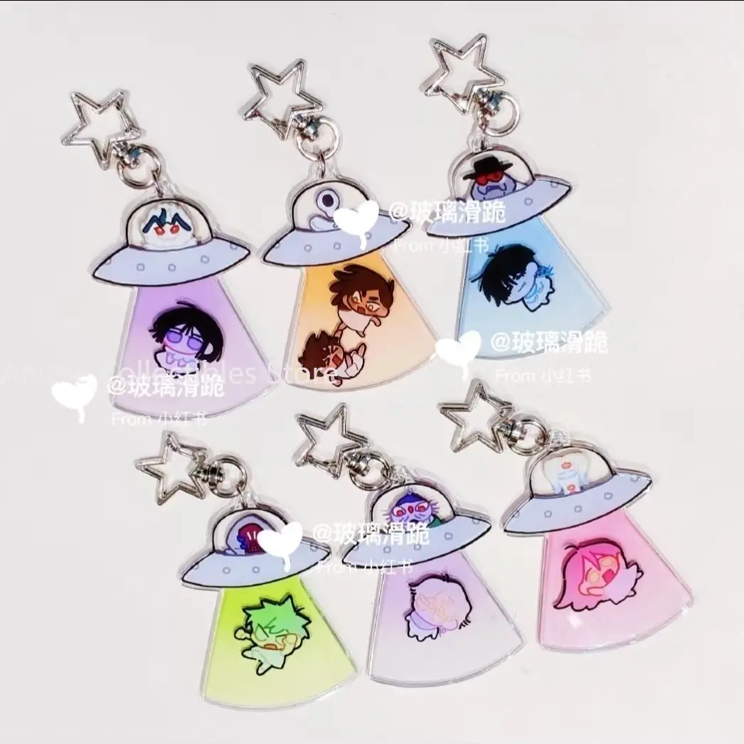 

6PC Anime ALIEN STAGE Till Ivan Keychain Acrylic Key Chain Backpack Pendant Ornament Key Ring Gift
