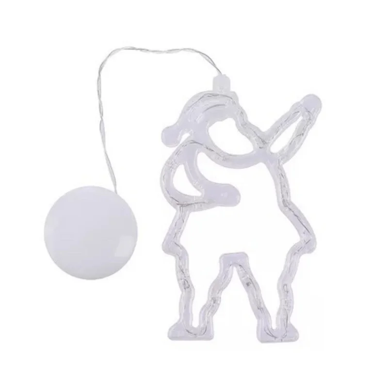 Christmas LED Light Snowflake Santa Star Hanging Sucker Lamp Window Ornaments Decoration Pendant Luminous Xmas New Year Decor