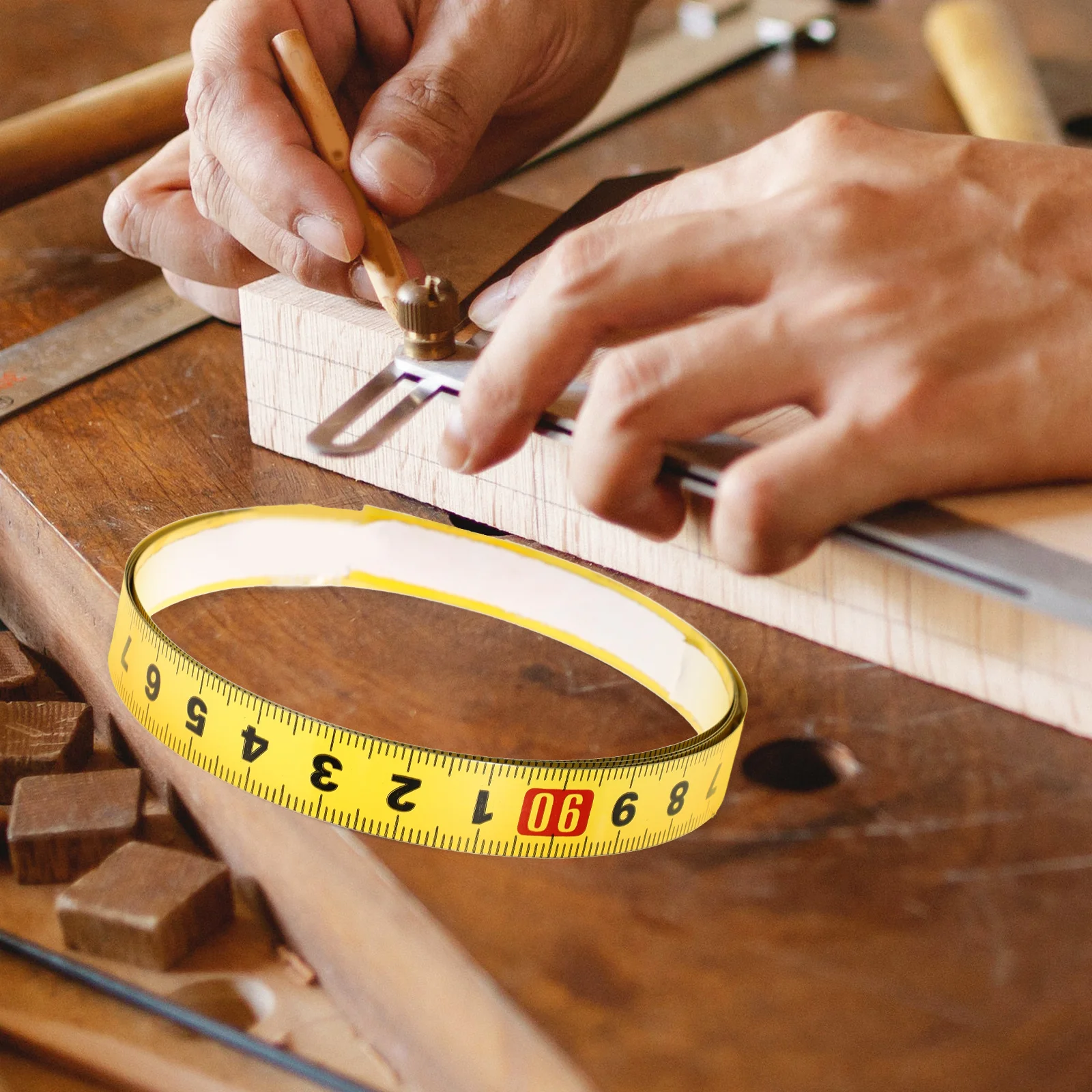 

Adhesive Ruler Self Stick Measuring Measuring Utensil Tape for Woodworking Steel Ruler Tape Inches Precision Accessories