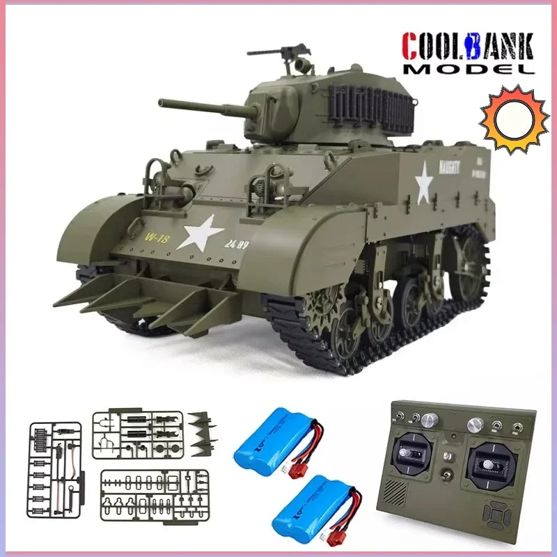 COOLBANK MODEL RC Tank 1/16 USA Stuart M5A1 Isoscale Simulation Model Open The Cannon Barrel Retractable Tank Toys Toys for Boys