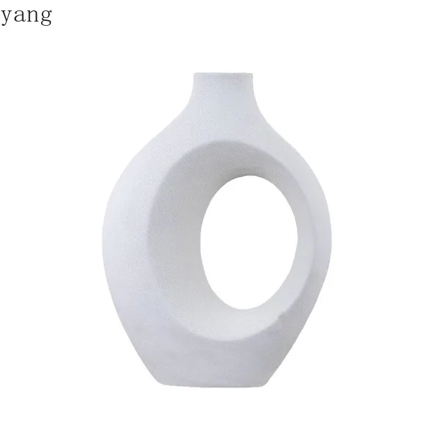 CX White Ceramic Vase Living Room Flower Arrangement Ornament TV Cabinet Entrance Dried Flower Ornament