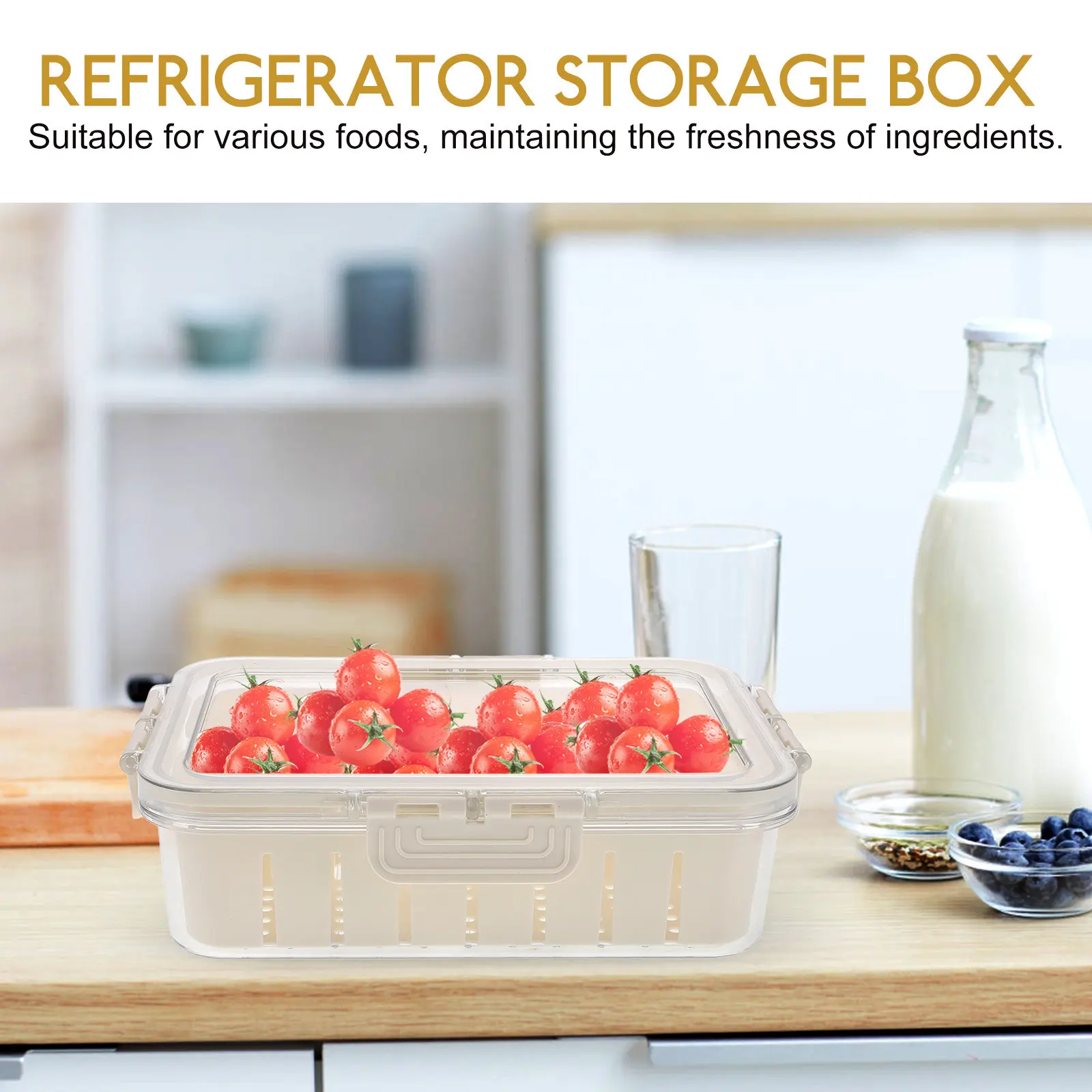 Refrigerator Food Storage Box Vegetable Fruit Meat Organizer Drain Storage Preservation Box Fridge Organizer Freezer