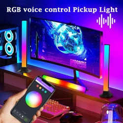 Lámparas de mesa LED inteligentes con Control de sonido, barra de luces de recogida, lámpara ambiental con Control de aplicación para computadora, decoración de sala de juegos, luz de escritorio RGB