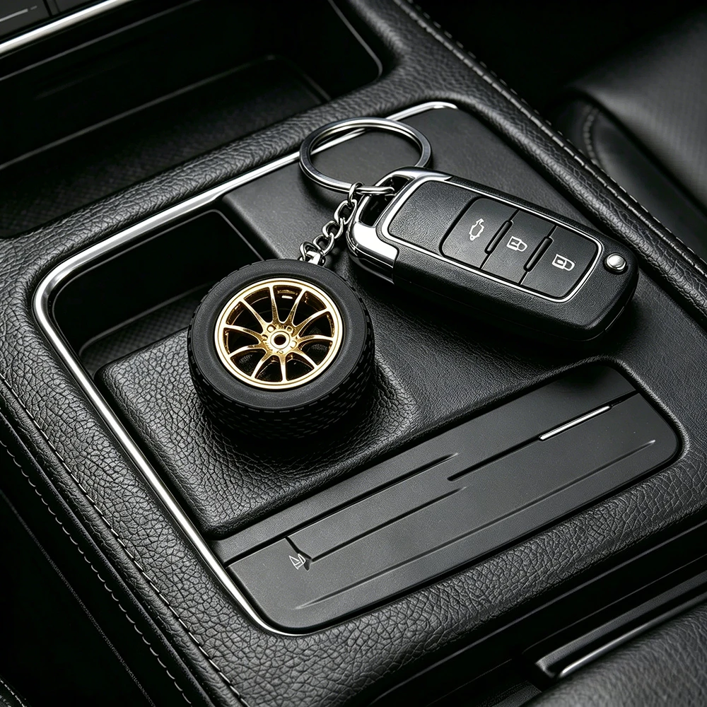 Kreative Auto-Zubehörteile: Mini-Felgen-Schlüsselanhänger, Turbo-Radnaben-Modell, Persönlicher Schlüsselring für Männer und Frauen, Anhänger-Accessoire, Geschenk – Detail 2