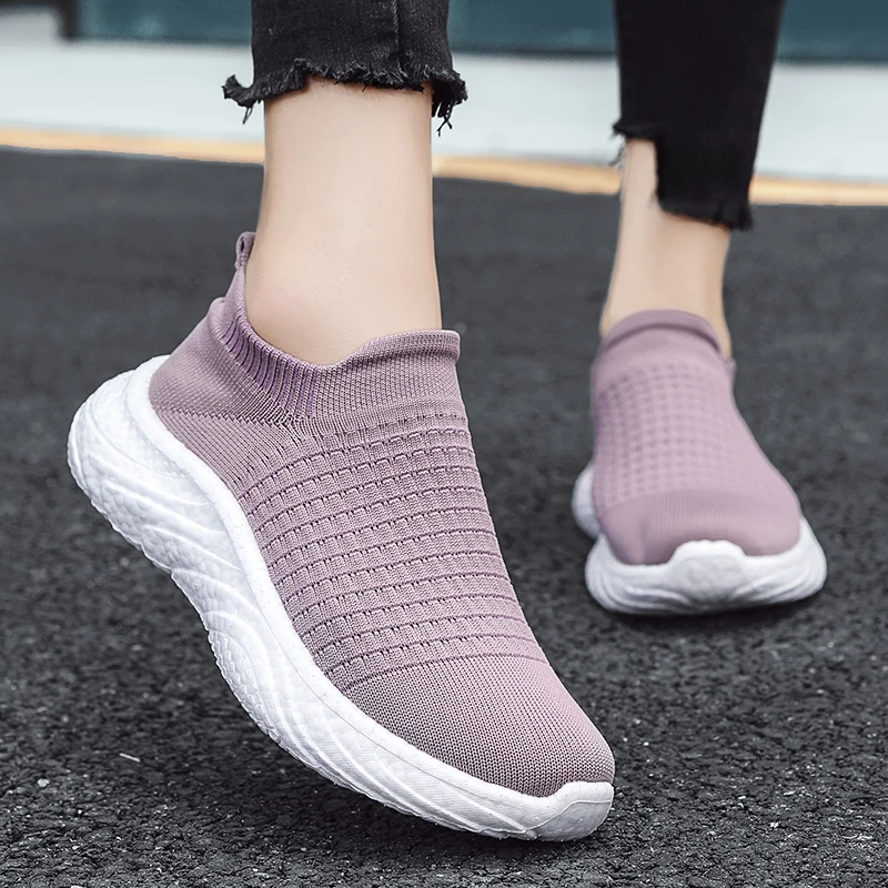 Womens Walking Shoes Slip on Running Shoes Lightweight Workout Gym Shoes Breathable Casual Sneakers