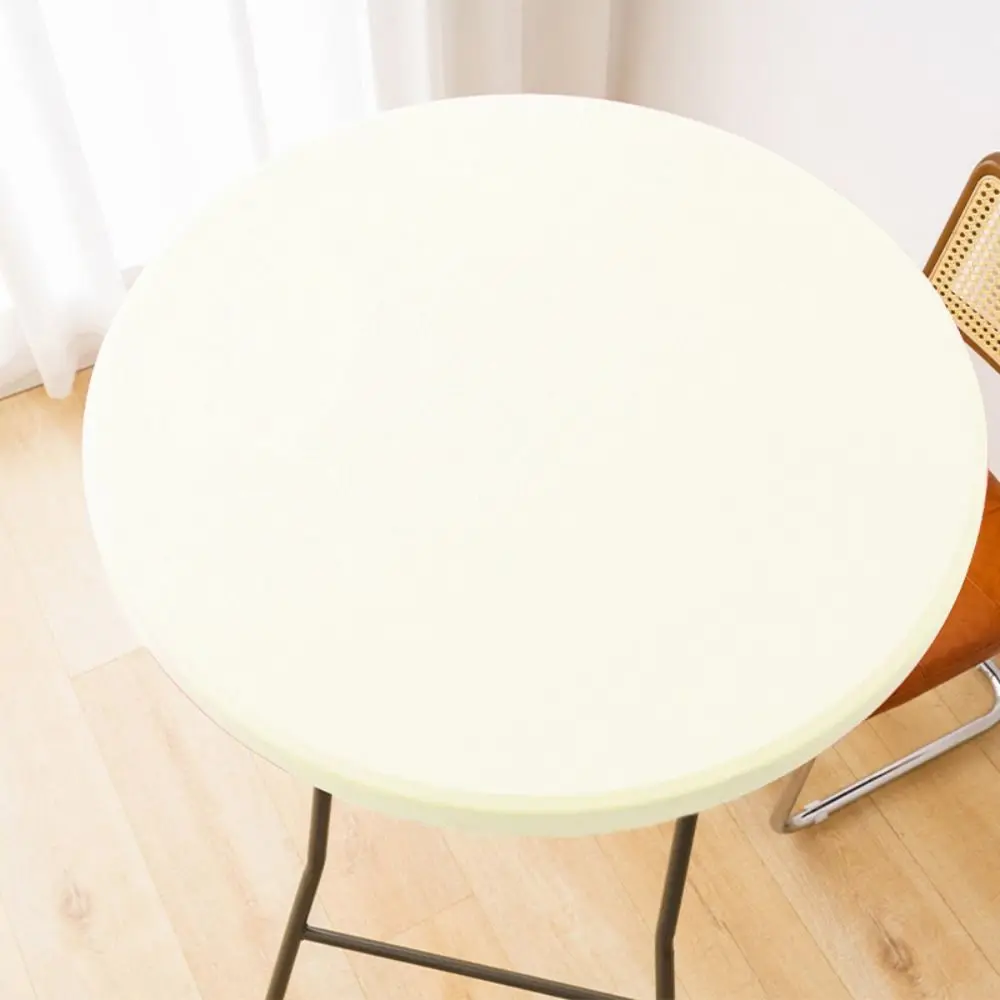 غطاء طاولة مرن من حرير الحليب سهل التنظيف، مفرش طاولة طعام مستدير مقاوم للماء، مفرش طاولة بلون سادة، ديكورات طاولة #2