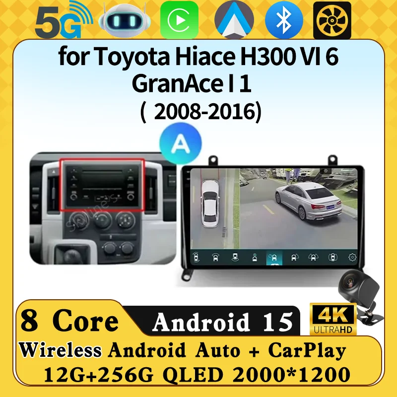 

Android 16 Carplay Auto Car Radio for Toyota Hiace H300 VI 6 GranAce I 1 2019 - 2022 Navigation GPS Multimedia Player Stereo BT