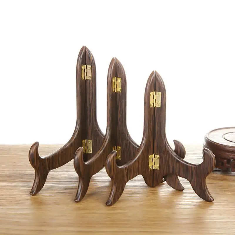 1Pc Vintage Wooden Dish Display Rack Curved Design Handmade Foldable Easel Plate Tea Cake Stand Kitchen Home Storage Rack
