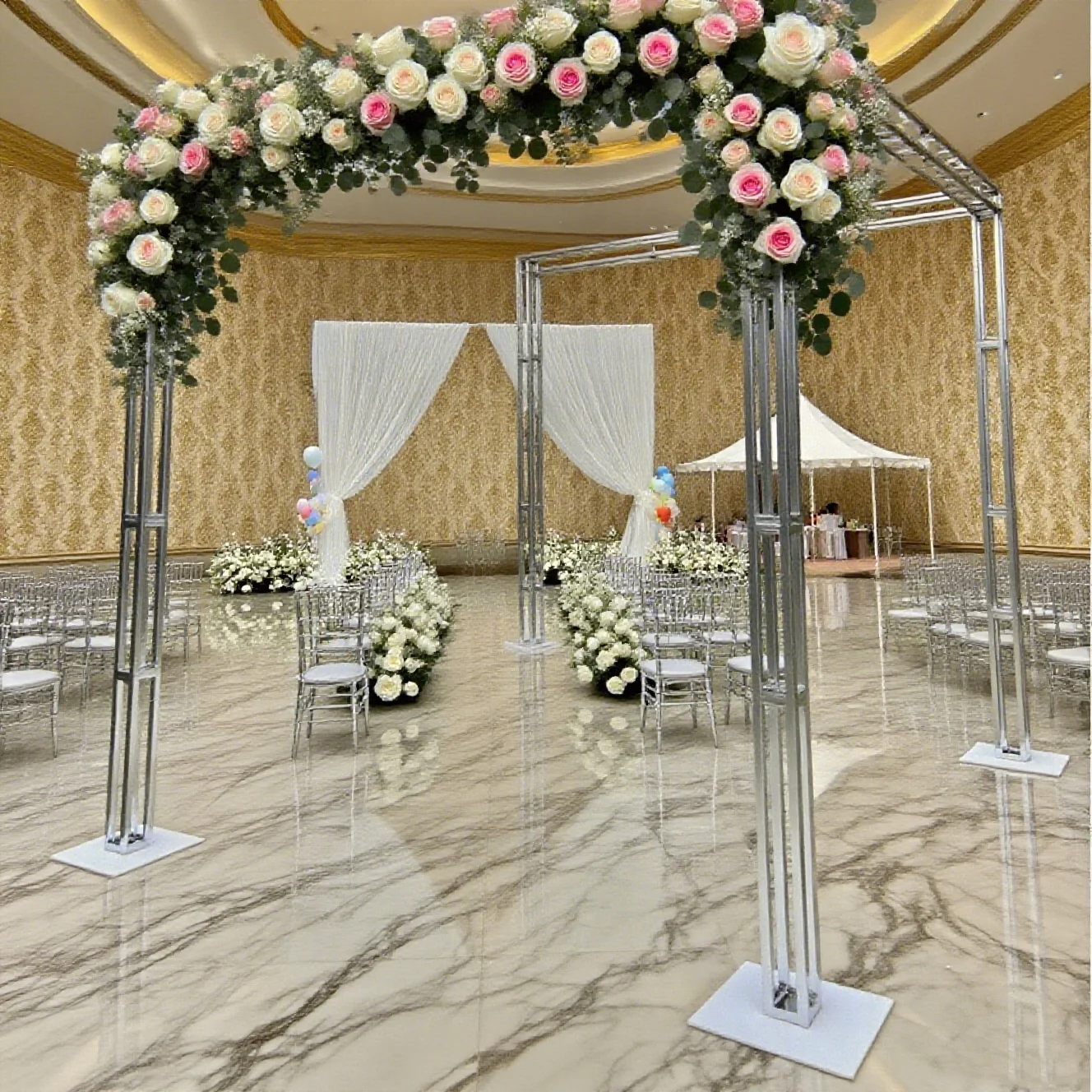 Свадебные мероприятия, сценическое украшение, фон в форме водорослей, рамка S, волнистая металлическая арка, подставка, свадебный цветочный настенный фон