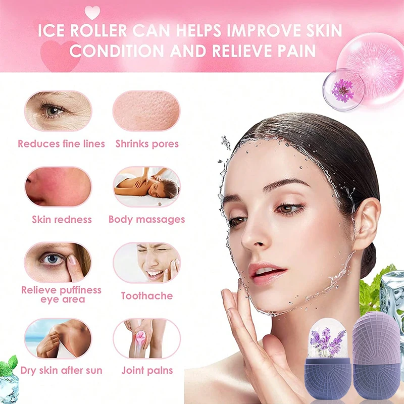 Silicone Ice Facial Roller, Face and Eye Roller Skincare Massage, Natural Firming Skin Reusable Facial Treatment Massager