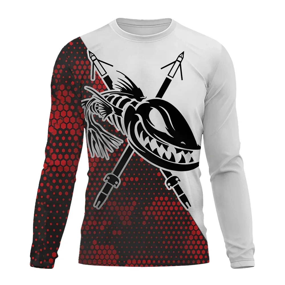 Men's T-Shirts Fishing Graphic 3D Print T Shirt Spring and Autumn Tops New Fashion Casual Long sleevedfor Men Clothing