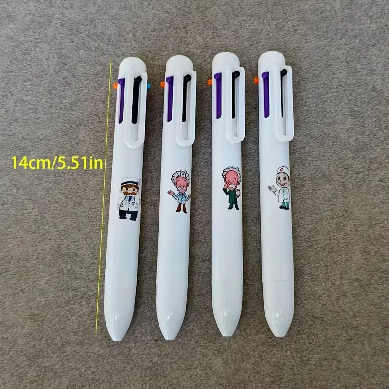 White Doctor of Medicine Six Color Pen Male Doctor Medical Printing Pen, Funny Beard Doctor Theme Series Ballpoint Pen