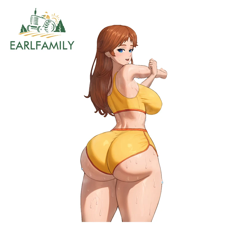 EARLFAMILY 13cm x 5.7cm Succubus Princess Daisy Waifu Stickers NSFW Butt Uniform Sex Ass Car Auto Accessories Windows Decals