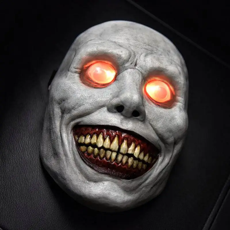 Latex Mask Halloween Party Mask Halloween Cosplay Led Light Glowing Eyes Headgear Horror Scary Masks