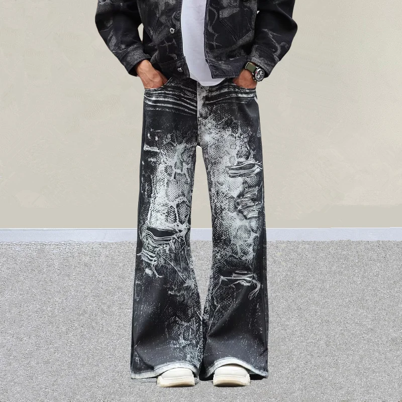 

Pantalon Y2K Style 2021, черные мешковатые джинсы с 3D принтом, брюки для мужчин, дизайнерская одежда, прямые хлопковые длинные брюки Moda Hombre