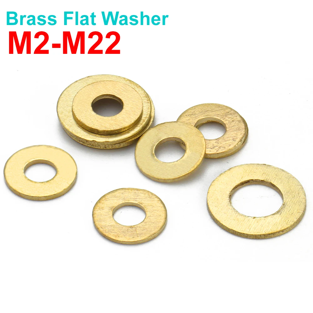 

1-200pcs M2 M2.5 M3 M4 M5 M6 M8 M10 M12 M14 M16 M18 M20 M22 GB97 Solid Brass Flat Washer Gasket Copper Metal Meson Pad Spacer