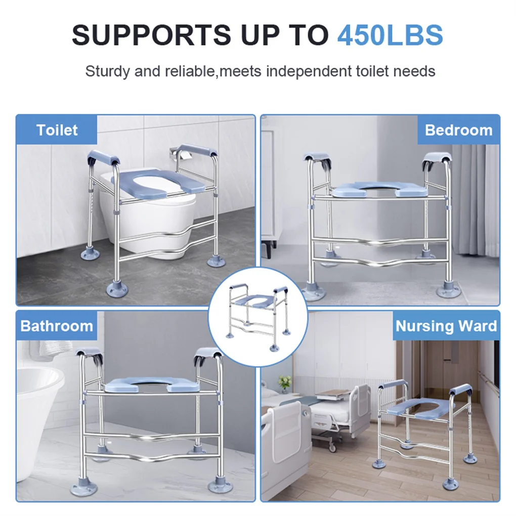 เก้าอี้สตูลยกสูงพร้อมที่จับ น้ําหนัก 400 ปอนด์ ปรับความสูงได้ ถ้วยดูดด้านล่าง เรียบและมั่นคง เหมาะสําหรับผู้สูงอายุ