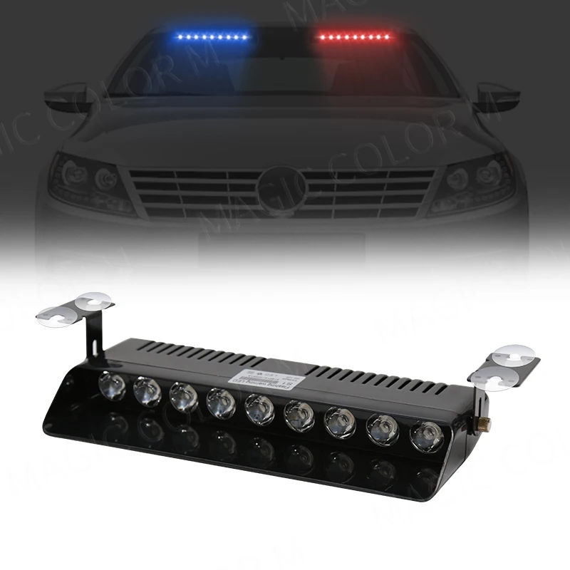 9 LED Car Strobe Light Fireman Emergency Windshield Agricultural Flash Warning Signal Beacon Truck Trailer Vehicle 12v