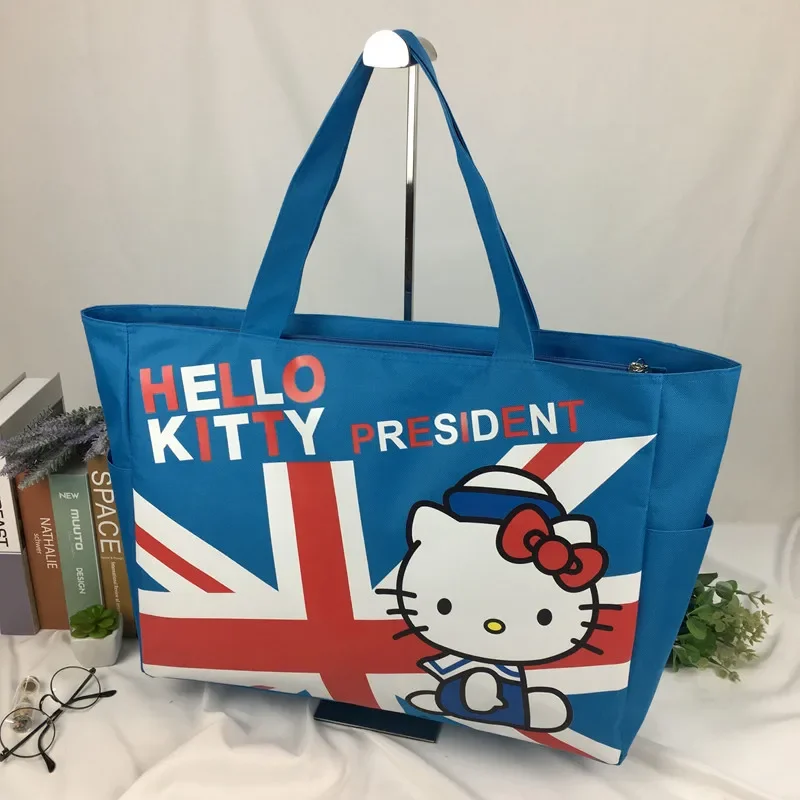 Torba Sanrio Hello Kitty Cartoon Anime torba na ramię duża pojemność torebka brezentowa dziewczynek zakupy na co dzień torby plażowe