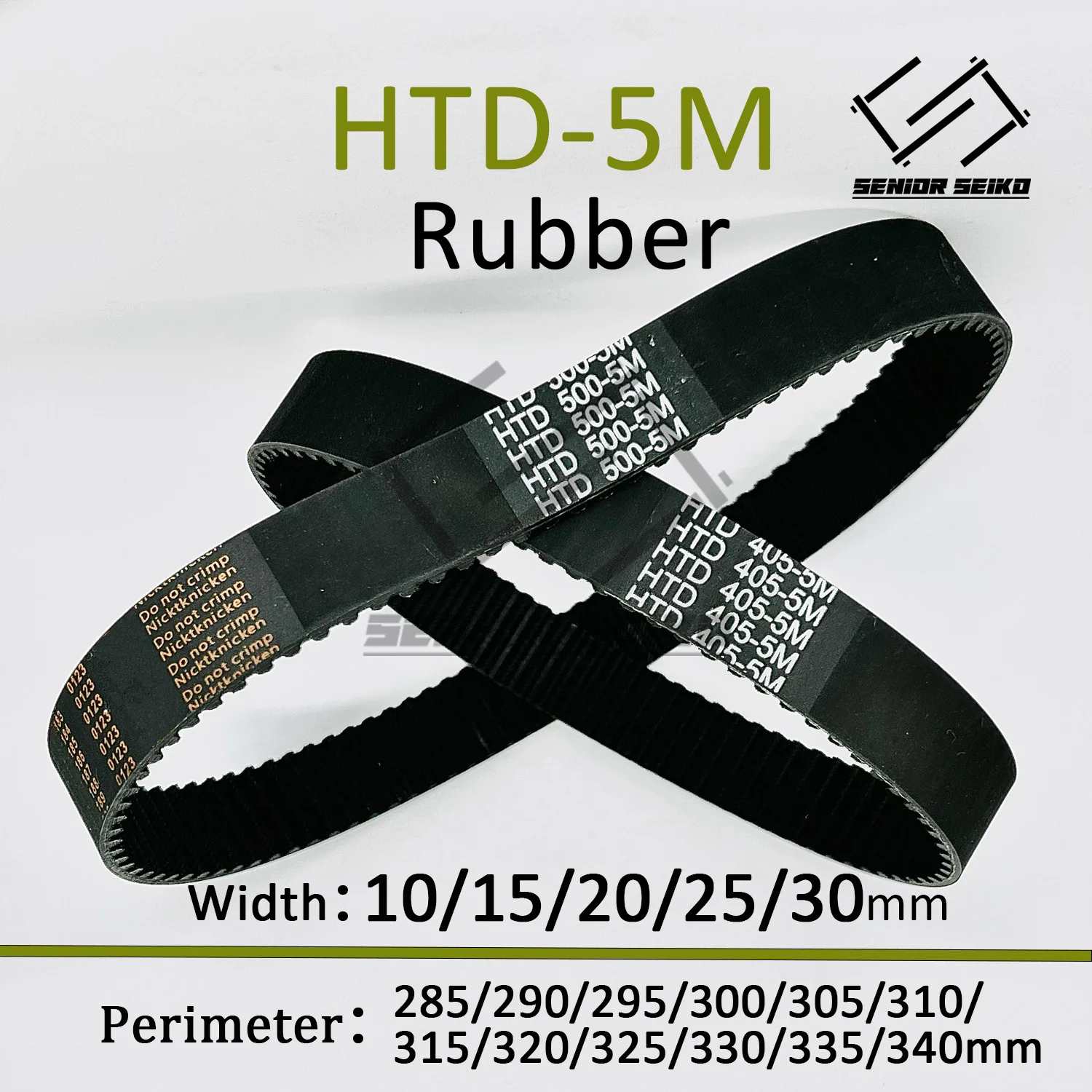 5MHTD Timing Belt Length 285/290/295/300/305/310/315/320/325/330/335/340mm Width 10/15/20/25/30mm HTD5M Closed Synchronous Belts