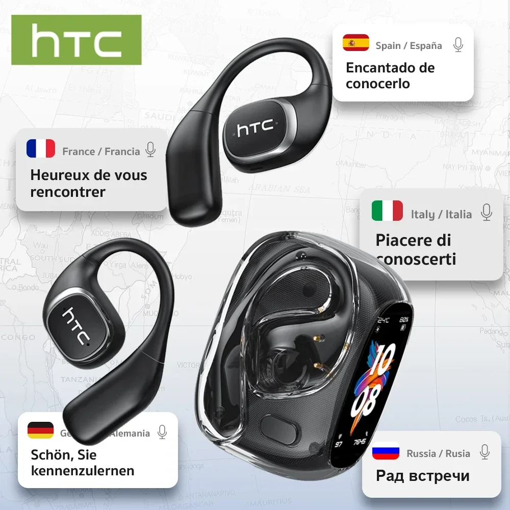 HTC NE11 Bluetooth V6.0 Earphones AI Translator Earbuds Open-Ear