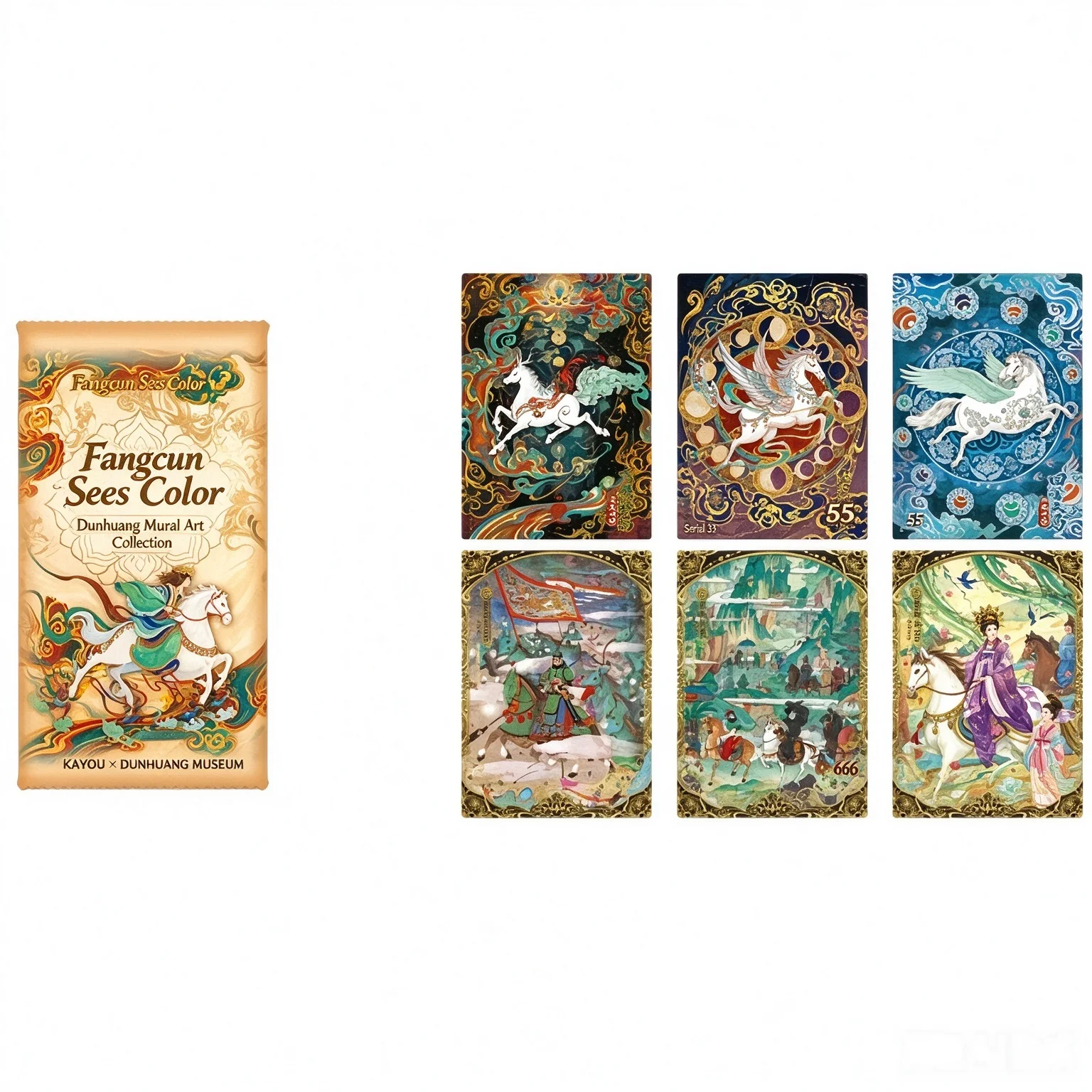 KAYOU Genuine Dunhuang Museum Exquisite Horse Series Traditional Intangible Cultural Heritage Craft Collectible Cards Toys Gifts