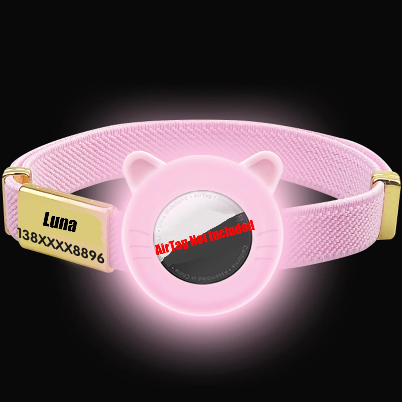 Neues Breakaway AirTag Tracker Katzenhalsband, kostenloses individuelles Namensschild, Kätzchenhalsband mit GPS-Halterung, verstellbare Anti-Verlust-Haustierhalsbänder – Detail 10