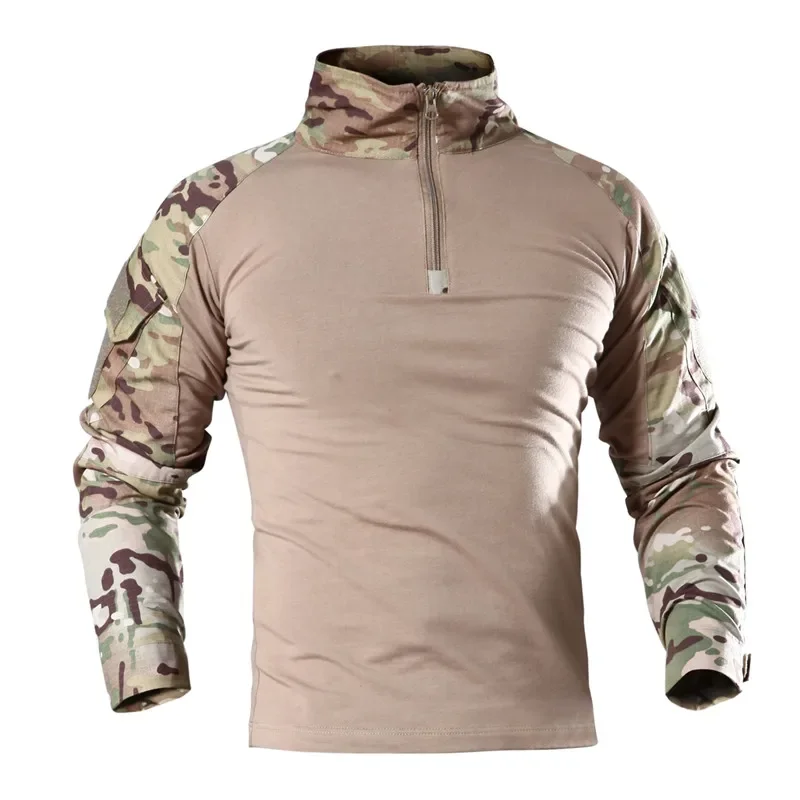 Herren Outdoor Taktisches Wander-T-Shirt Jagd-Tarnhemd Langarm Kletterhemd Atmungsaktive Sportkleidung für Männer