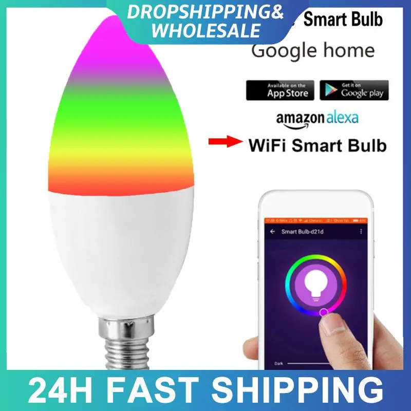 

5w Smart Candle Bulb Tuya E12 E14 3.0 Rgbcw Led Bulb Works With Alexa Home