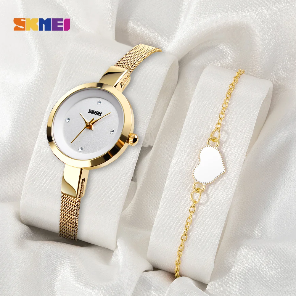 

SKMEI модные роскошные кварцевые наручные часы женские женские часы повседневные женские часы из нержавеющей стали с тонким ремешком Relogio Feminino
