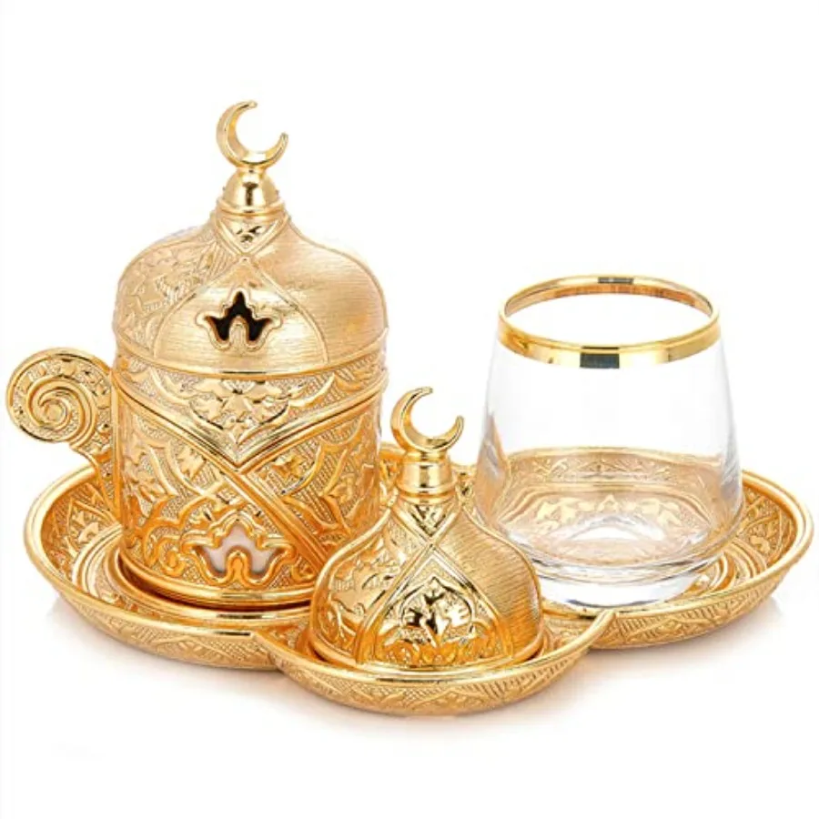 

Turkish Coffee Service Set with Glass, Candy Bowl and Tray Turkish Coffee Cup Set Single Turkish Coffee Cup with Water Glass an