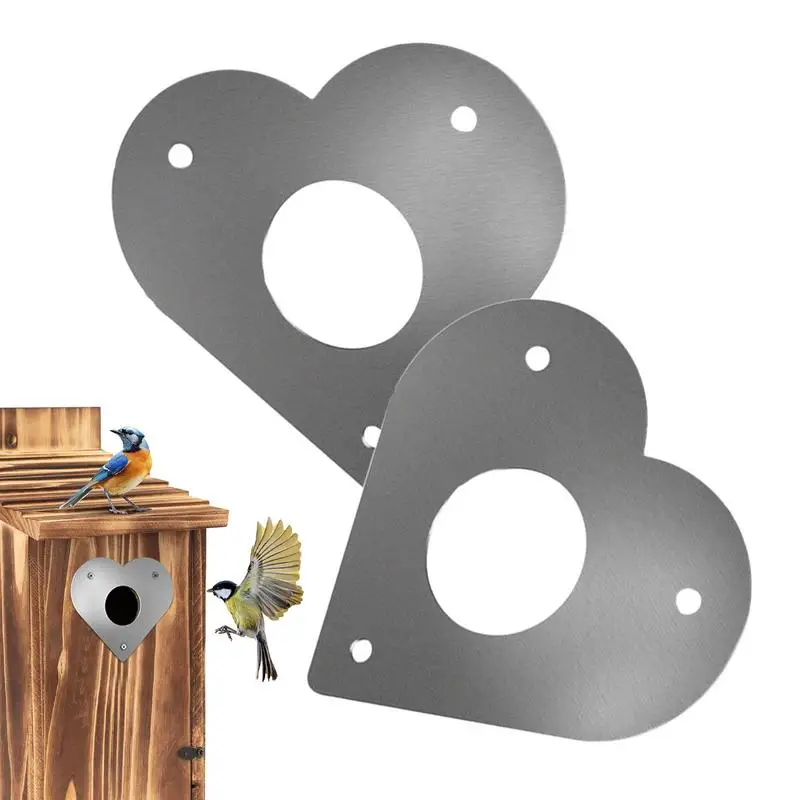 Bluebird House Predator Guard 2-Pack Heart-Shaped Metal Bird House Defense Protective Entrance Replacement Birdhouse Protection