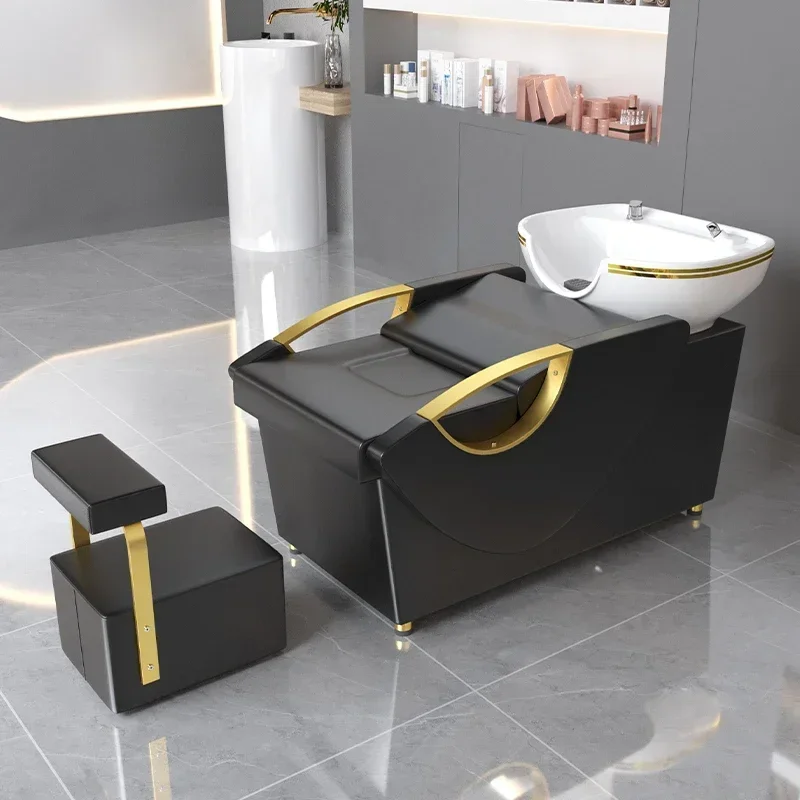 

Portable sink shampoo bed hairdresser luxury modern beauty shampoo bed comfy recliner caeira de barbecue salon furniture