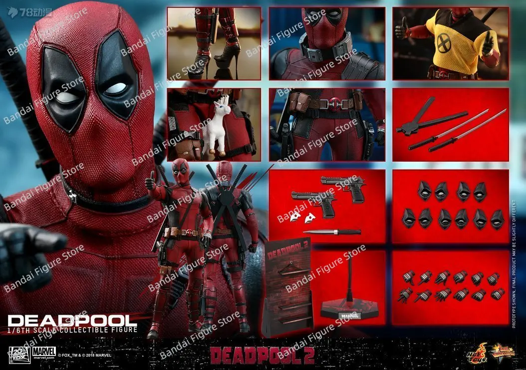 

HotToys HT MMS490 1/6 Deadpool 2.0 Man Action Figure One Piece Red Bodysuit Design 12" Delicate Soldier Model Gift Collection