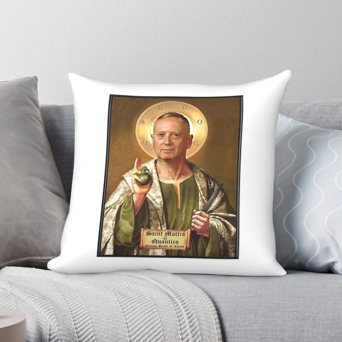 James Mattis Patron Saint Of Chaos Square Pillowcase Polyester Linen Velvet Creative Zip Decorative Throw Pillow Bed Cover 18
