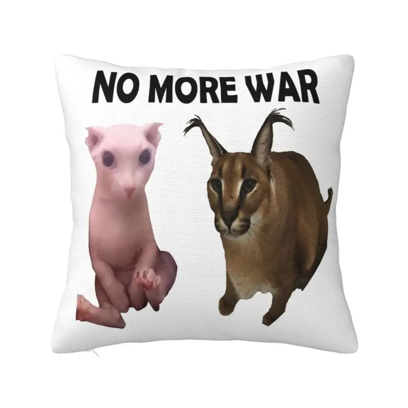 No More War Big Floppa And Bingus Luxury Pillow Cover Home Decorative Funny Cat Meme Car Cushion