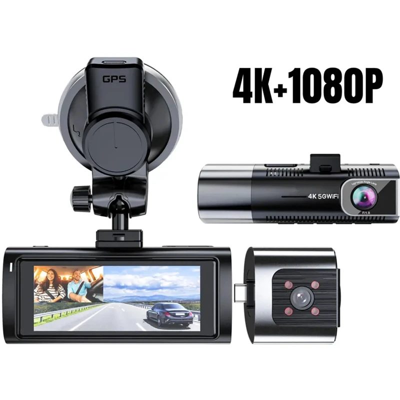 OEM 4K Dual-recording wifi Driving Recorder Car DVR Split 5g Dual-lens Gps Dash Cam Front Rear Vehicle Recorder loop recording