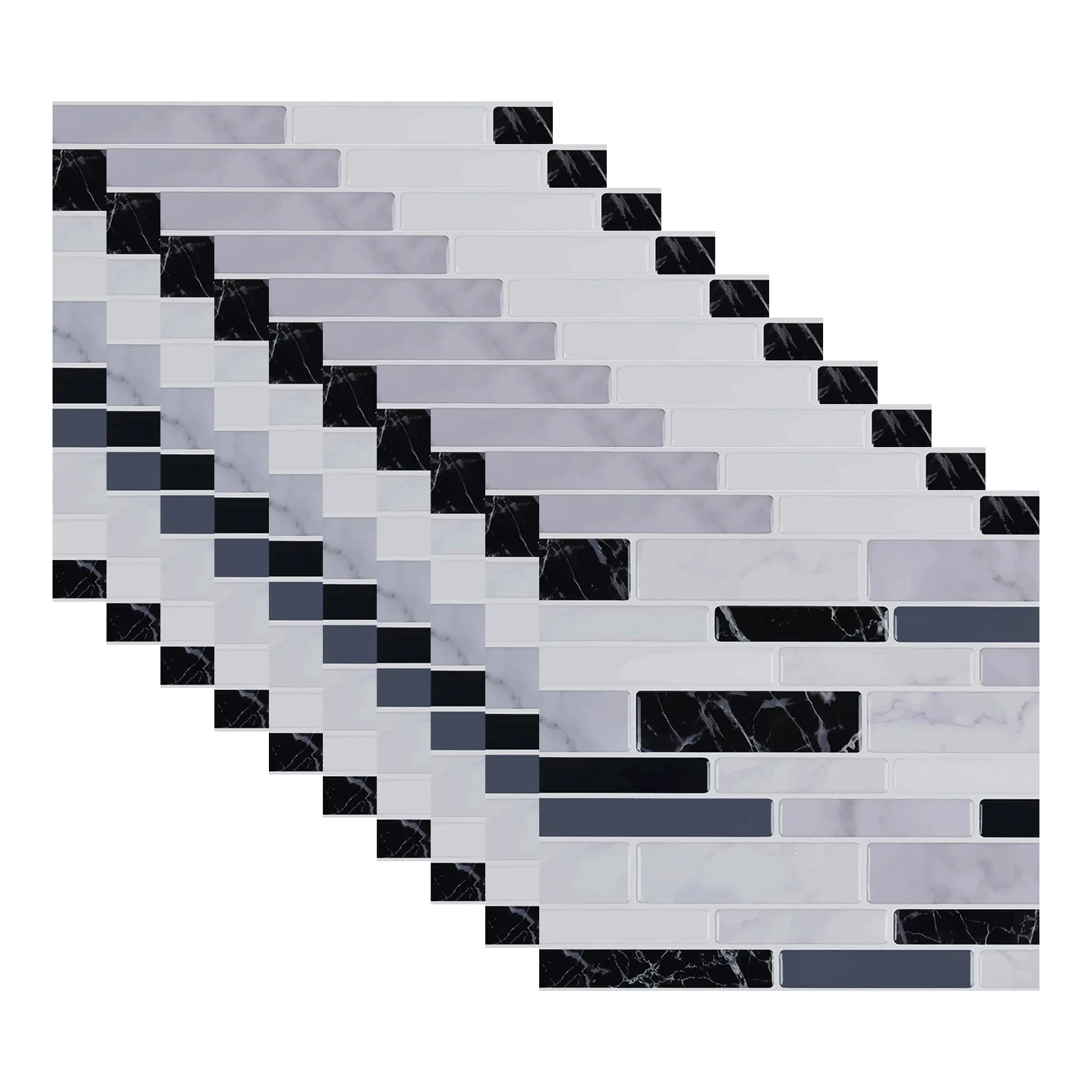 10pcs 3D Texture Wall for tile Stickers Self Brick Pattern Kitchen Bathroom Backsplash Wall-paper For Apartment Decor
