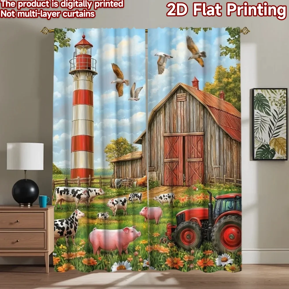 

1pc 2D flat Photography Backdrop Party Backdrop Farm Animals and house 100% Polyester Anniversary for Suitable for outdoor