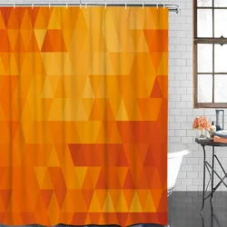 Orange Triangle Geometry Orange Waterproof Bathroom Decoration Shower Curtain With Hook Bathtub Curtains Bathroom Accessories