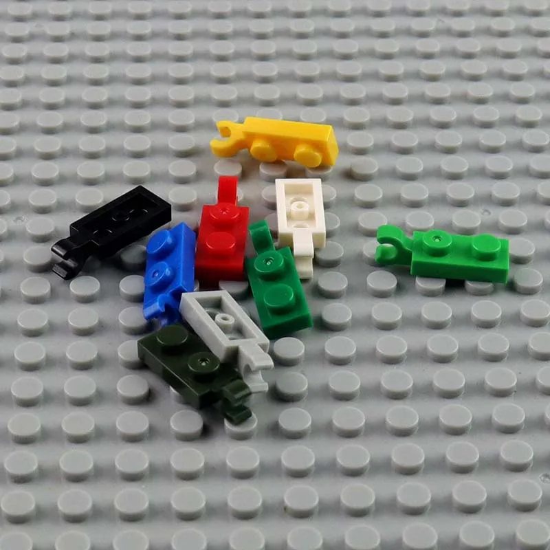 100 Stück Teil 63868 42923 Platte modifiziert 1x2 mit U-Clip am Ende MOC DIY Baustein Ziegel Spielzeug