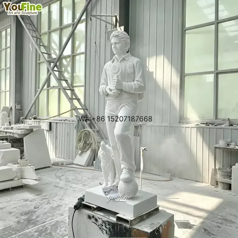 Wmwmnu for YouFine Saint Carlo White Marble Statue Hand Carved Religious Sculpture Life Size Catholic Church Garden Art Decor