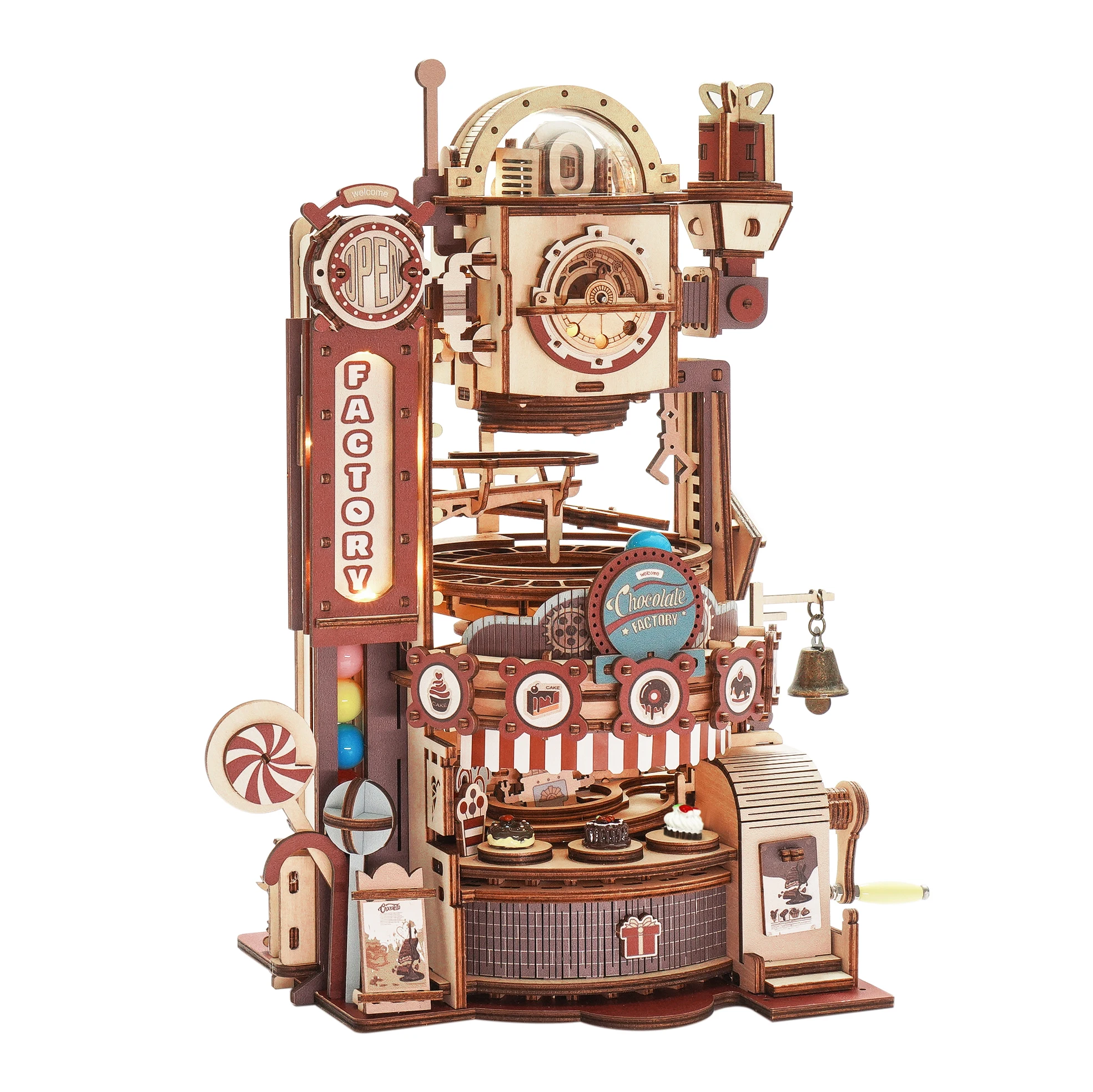 Robotime ROKR 420 pièces bricolage chocolat usine 3D Puzzle en bois assemblage marbre course jouet cadeau pour enfants adolescents adulte LGA02