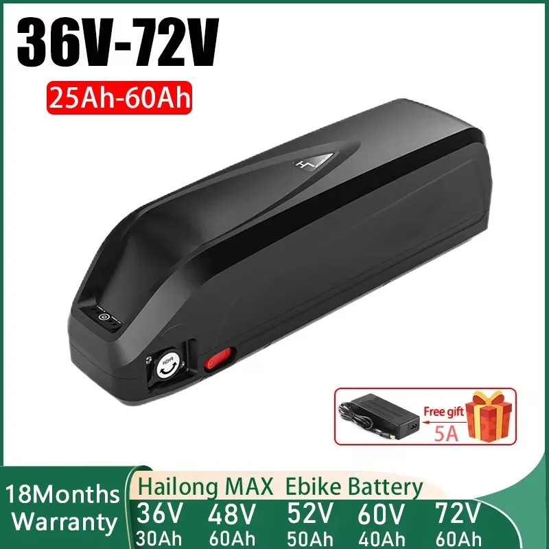 

Ebike Battery Hailong Polly 36v 48v 52V 60 72v 25 30Ah 40 50Ah 60ah 18650 Electric Bike Batteria for 500W 750W 1000W 2000W Motor